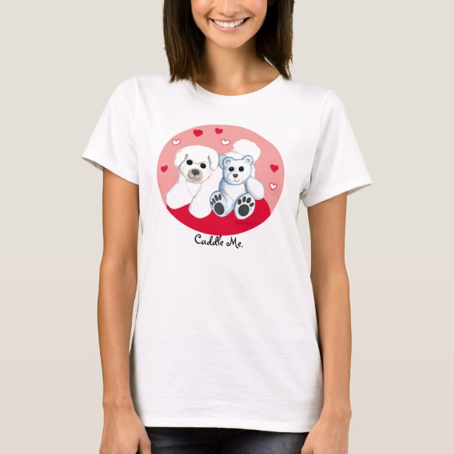 Bichon Frise u. Teddybär-Herzen T-Shirt (Vorderseite)