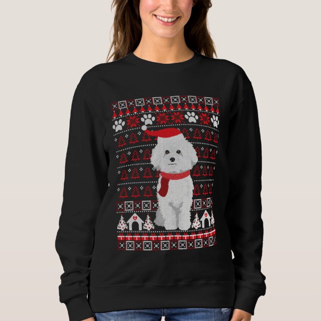 Bichon Frise Ugly Christmas Sweater Holiday Dog Sweatshirt (Vorderseite)