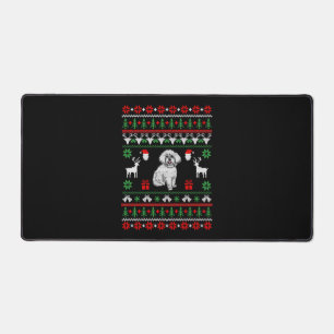 Bichon Frise Ugly Christmas Sweater Schreibtischunterlage