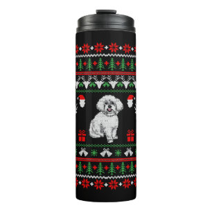 Bichon Frise Ugly Christmas Sweater Thermosbecher