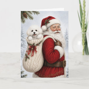 Bichon Frise und Weihnachtsmann Weihnachtsgrußkart Karte