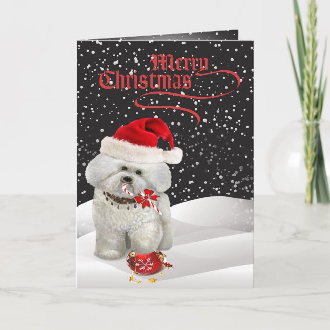 Bichon Frise Une joyeuse carte de voeux de Noël (Devant)