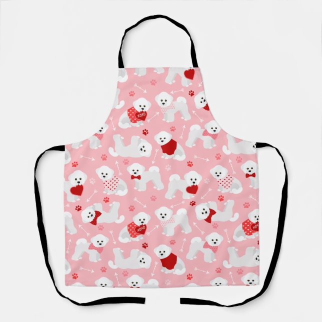Bichon Frise Valentine Pattern Schürze (Vorderseite)