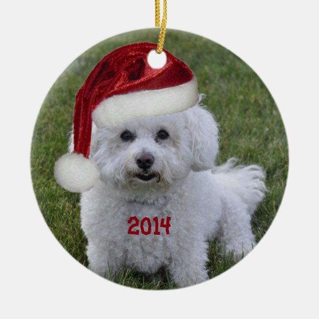 Bichon Frise Verzierung 2014 Keramik Ornament (Vorne)