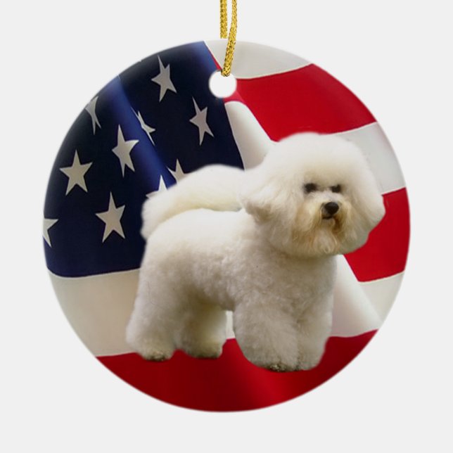 Bichon Frise Verzierung Keramikornament (Vorne)