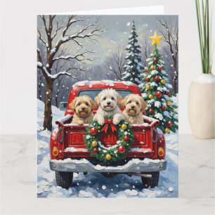 Bichon Frise Weihnachten Roter LKW Urlaub Karte