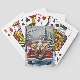 Bichon Frise Weihnachten Roter LKW Urlaub Spielkarten