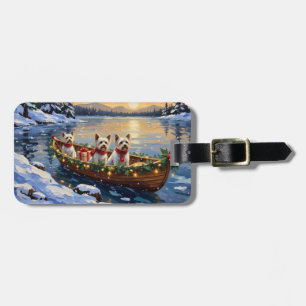 Bichon Frise Weihnachtsboot Urlaub Gepäckanhänger