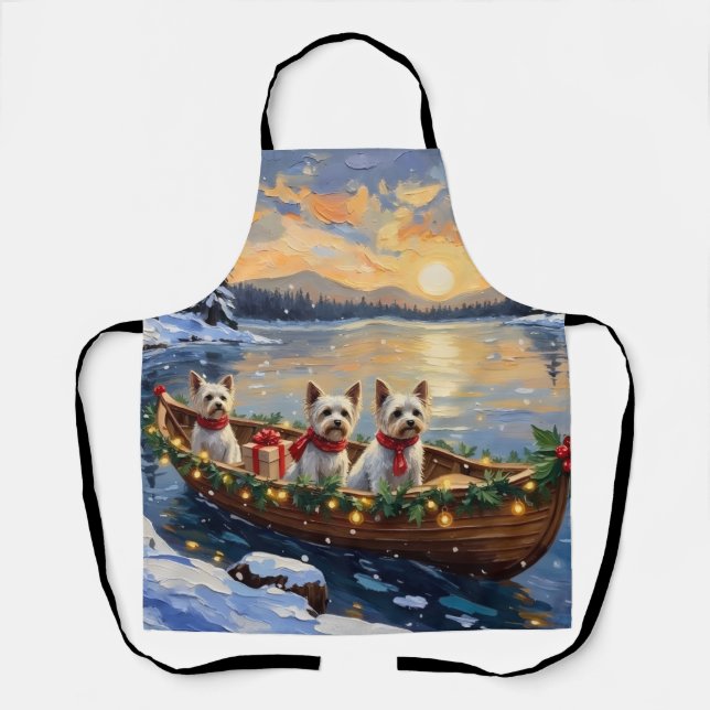 Bichon Frise Weihnachtsboot Urlaub Schürze (Vorderseite)