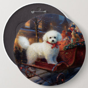Bichon Frise Weihnachtsfeier Button