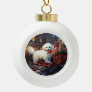 Bichon Frise Weihnachtsfeier Keramik Kugel-Ornament