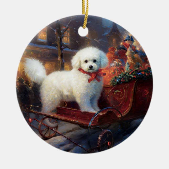 Bichon Frise Weihnachtsfeier Keramik Ornament (Vorne)