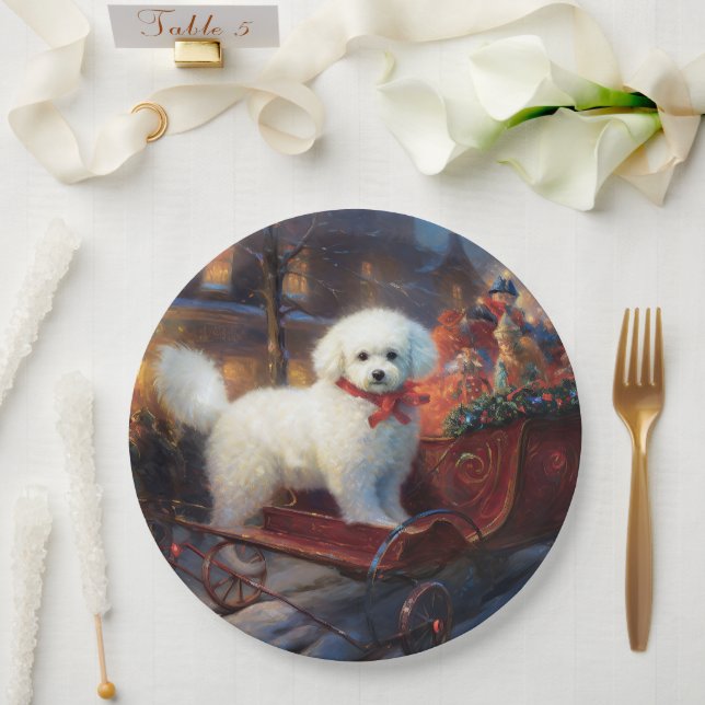 Bichon Frise Weihnachtsfeier Pappteller (Hochzeit)
