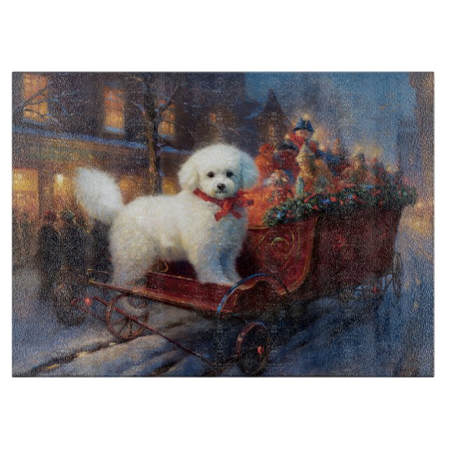 Bichon Frise Weihnachtsfeier Schneidebrett (Vorderseite)