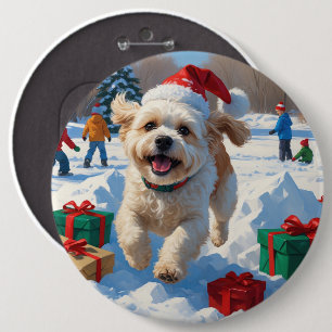 Bichon Frise Weihnachtsfest Schneeszene Button