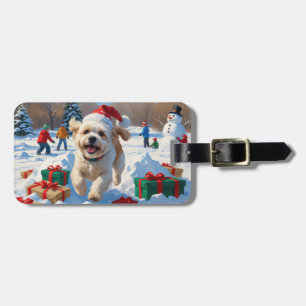 Bichon Frise Weihnachtsfestliche Schneeszene Gepäckanhänger