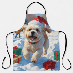Bichon Frise Weihnachtsfestliche Schneeszene Schürze