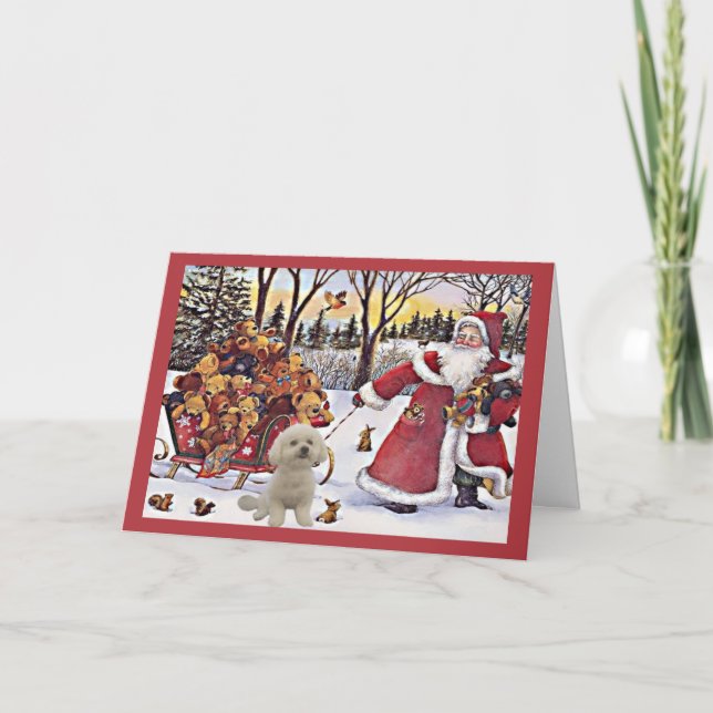 Bichon Frise Weihnachtskarten-Sankt-Bären Feiertagskarte (Vorderseite)