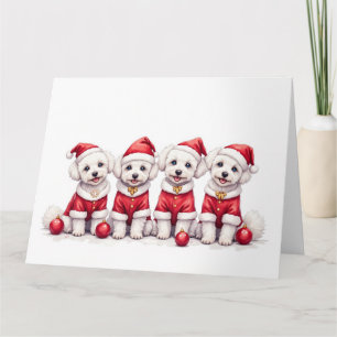 Bichon Frise Weihnachtskleid Santa Hut Karte