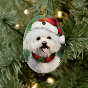 Bichon Frise Weihnachtsmalerei Keramik Ornament