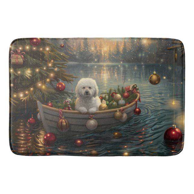 Bichon Frise Weihnachtsreise Badematte (Vorderseite)