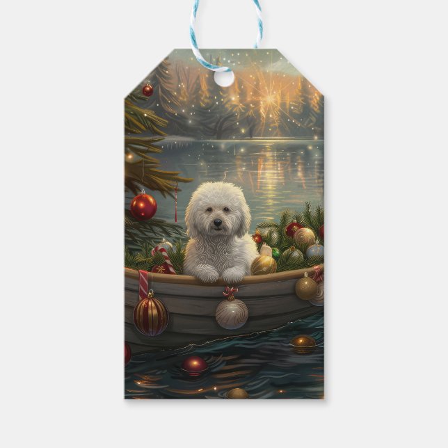 Bichon Frise Weihnachtsreise Geschenkanhänger (Vorderseite)