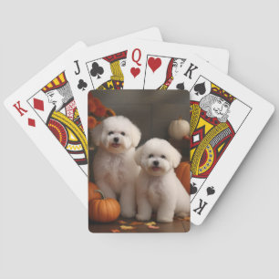 Bichon Frise Welpe Herbstfreude Kürbis Spielkarten