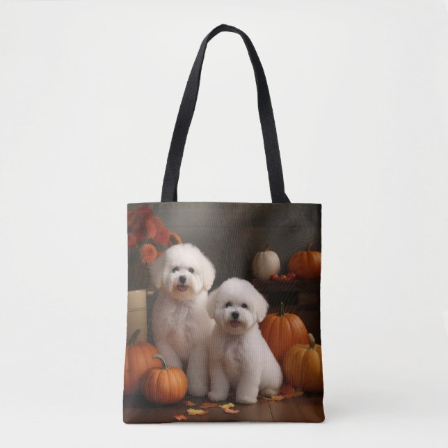 Bichon Frise Welppy Autumn Delight Pumpkin Tasche (Vorderseite)