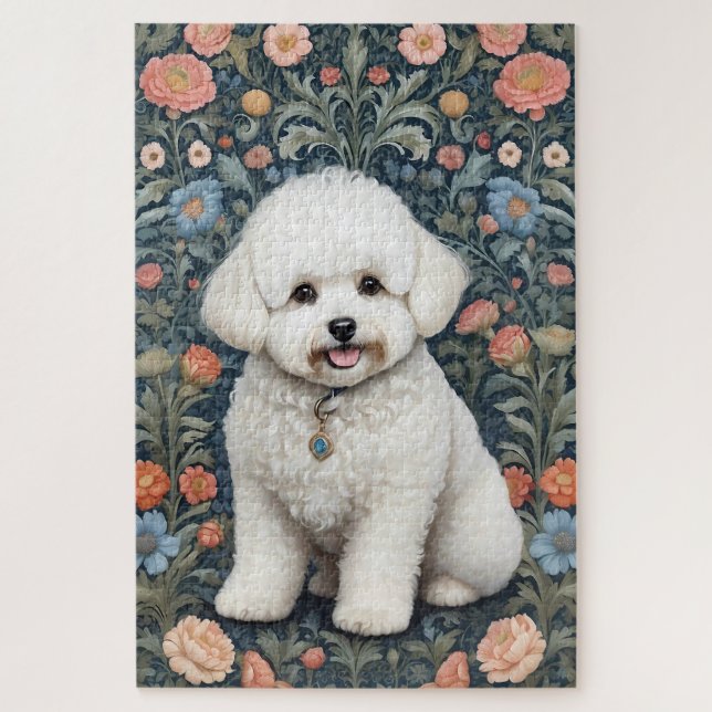 Bichon Frisé William Morris Inspirierte Floral (Vertikal)