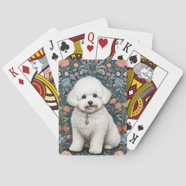 Bichon Frisé William Morris Inspirierte Floral Spielkarten (Rückseite)
