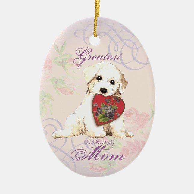 Bichon Heart Mama Keramik Keramik Ornament (Vorne)