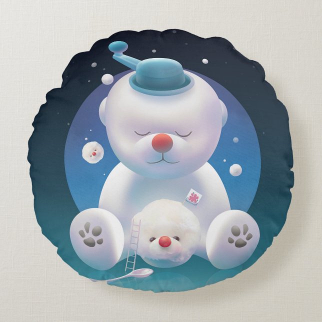 Bichon Ice Shaver Dreamland Rundes Kissen (Vorderseite)