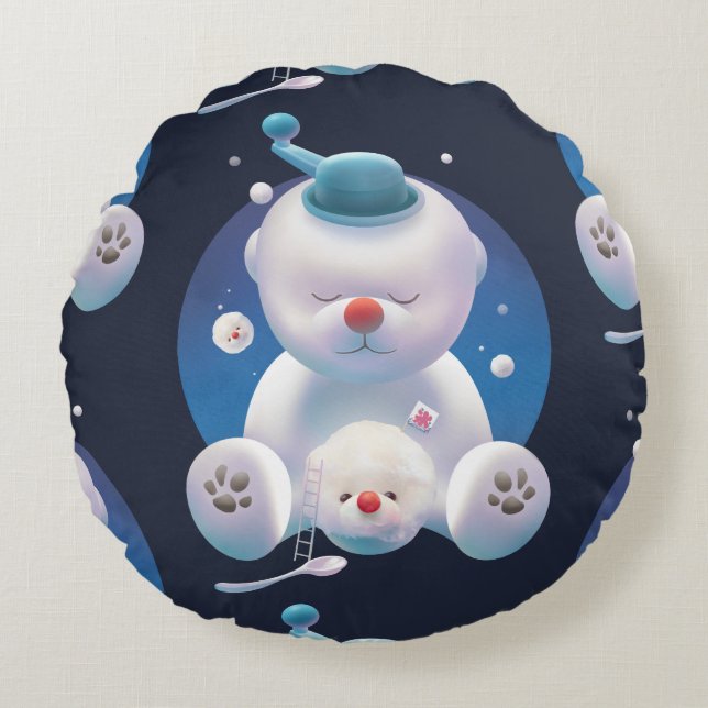 Bichon Ice Shaver Dreamland Rundes Kissen (Vorderseite)
