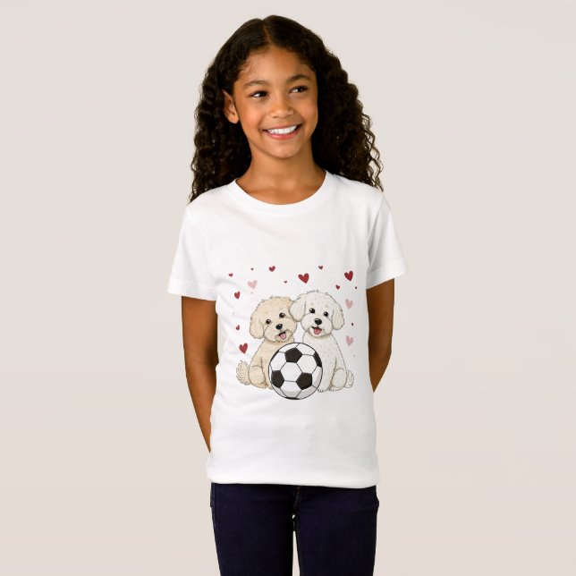 Bichón Maltés with soccer ball for Valentine's Day T-Shirt (Vorne ganz)