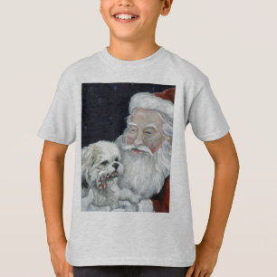 Bichon mélangé Shihtzu et T-shirt d'art de Noël de