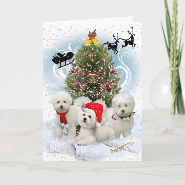 Bichon Snowy Christmas Day Cards Feiertagskarte (Vorderseite)