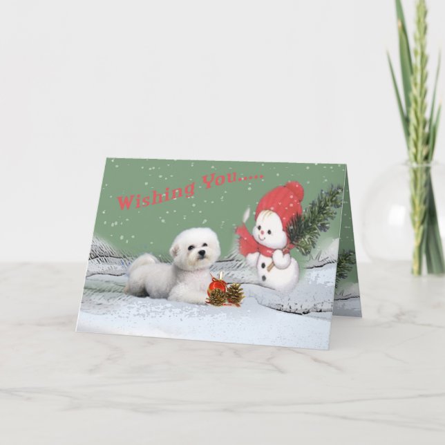 Bichon vous souhaitant des cartes de Joyeux Noël (Devant)
