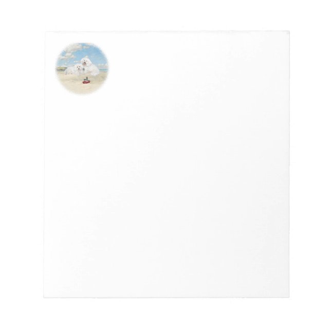 Bichons am Strand Notizblock (Vorderseite)