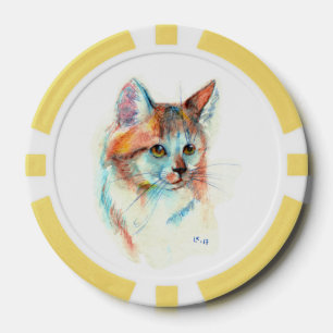 Bicolor Cat-Portrait Pokerchips