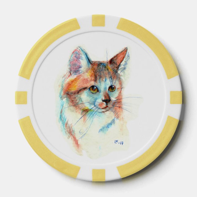 Bicolor Cat-Portrait Pokerchips (Vorderseite)