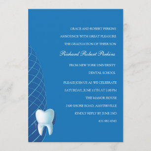 Bicuspid im blauen zahnmedizinische SchulAbschluss Einladung
