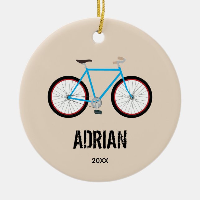 Bicycle Bike Design Custom Name Year Keramik Ornament (Vorne)