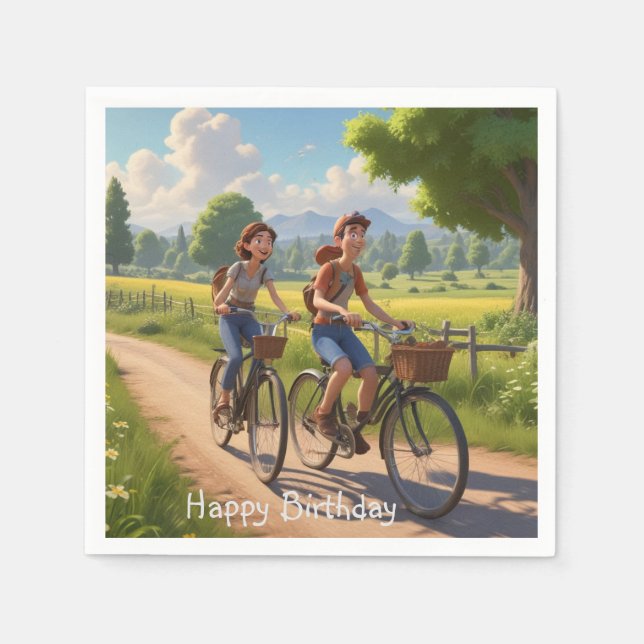Bicycle Birthday Serviette (Vorderseite)