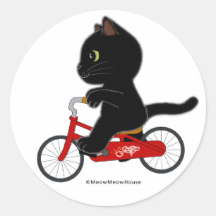 Bicycle Black Cat Runder Aufkleber
