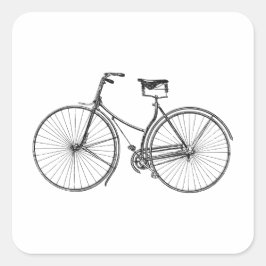 Bicycle Black & White Illustrationsaufkleber Quadratischer Aufkleber