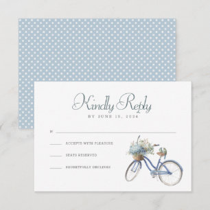 Bicycle bleu Bohème Aquarelle Mariage RSVP Carte