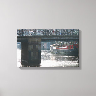 Bicycle Bridge Winter Scene Amsterdam Canvas Print Leinwanddruck