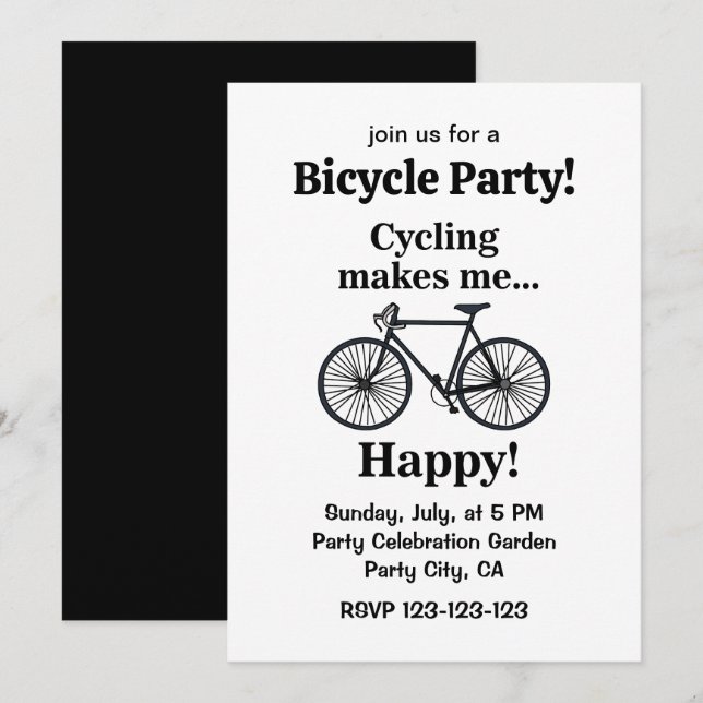 Bicycle Cycling Biking Party Einladung (Vorne/Hinten)