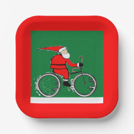 Bicycle Cycling Christmas Holiday Pappteller