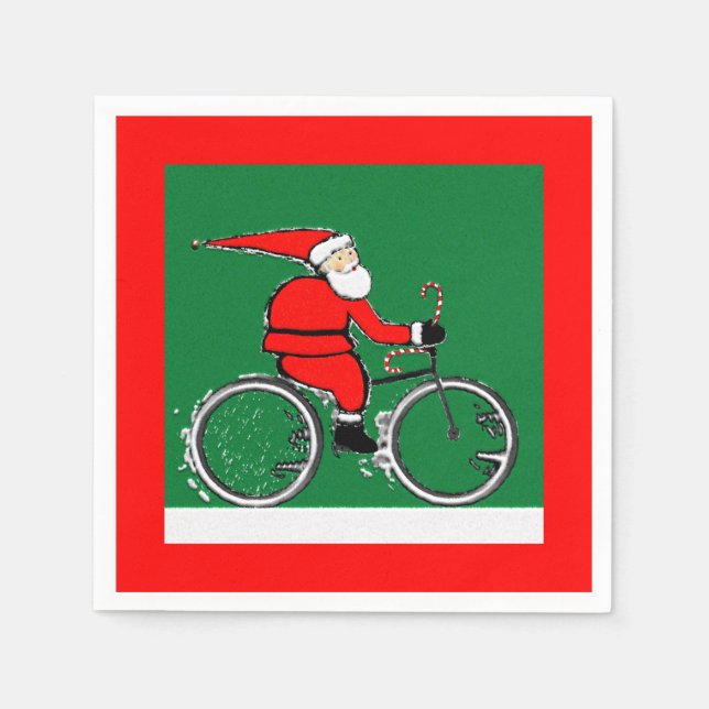 Bicycle Cycling Christmas Holiday Serviette (Vorderseite)